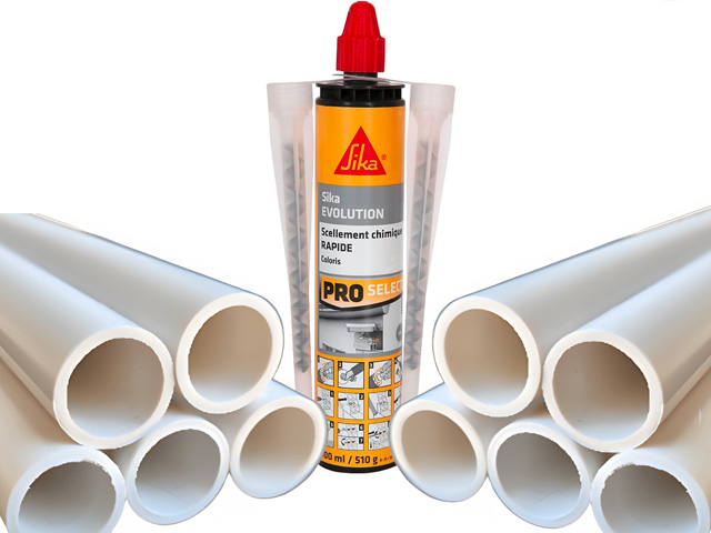 Kit pose SECURIPOOL BOIS Ø16mm avec 10 tubes L50cm + époxy